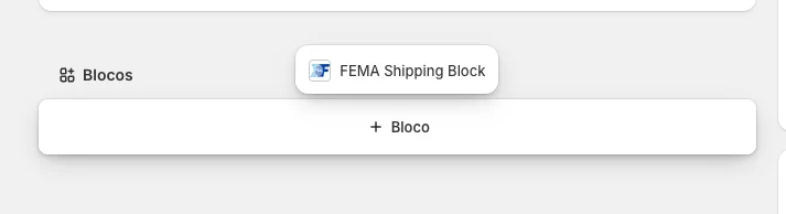 Adicionar bloco FEMA via botão +
