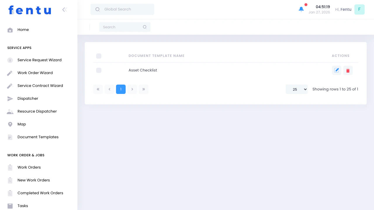 Document Templates List View