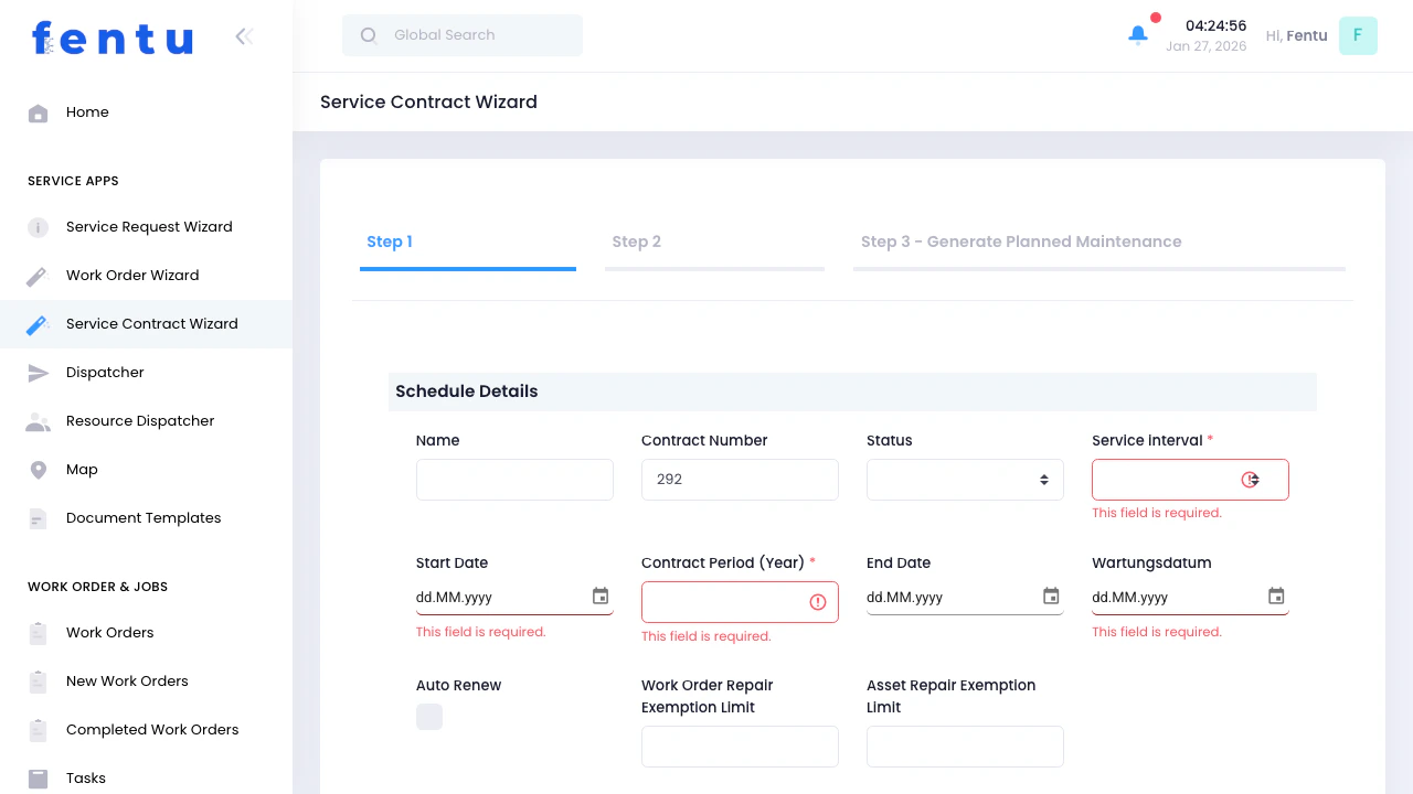 Generate Planned Maintenance