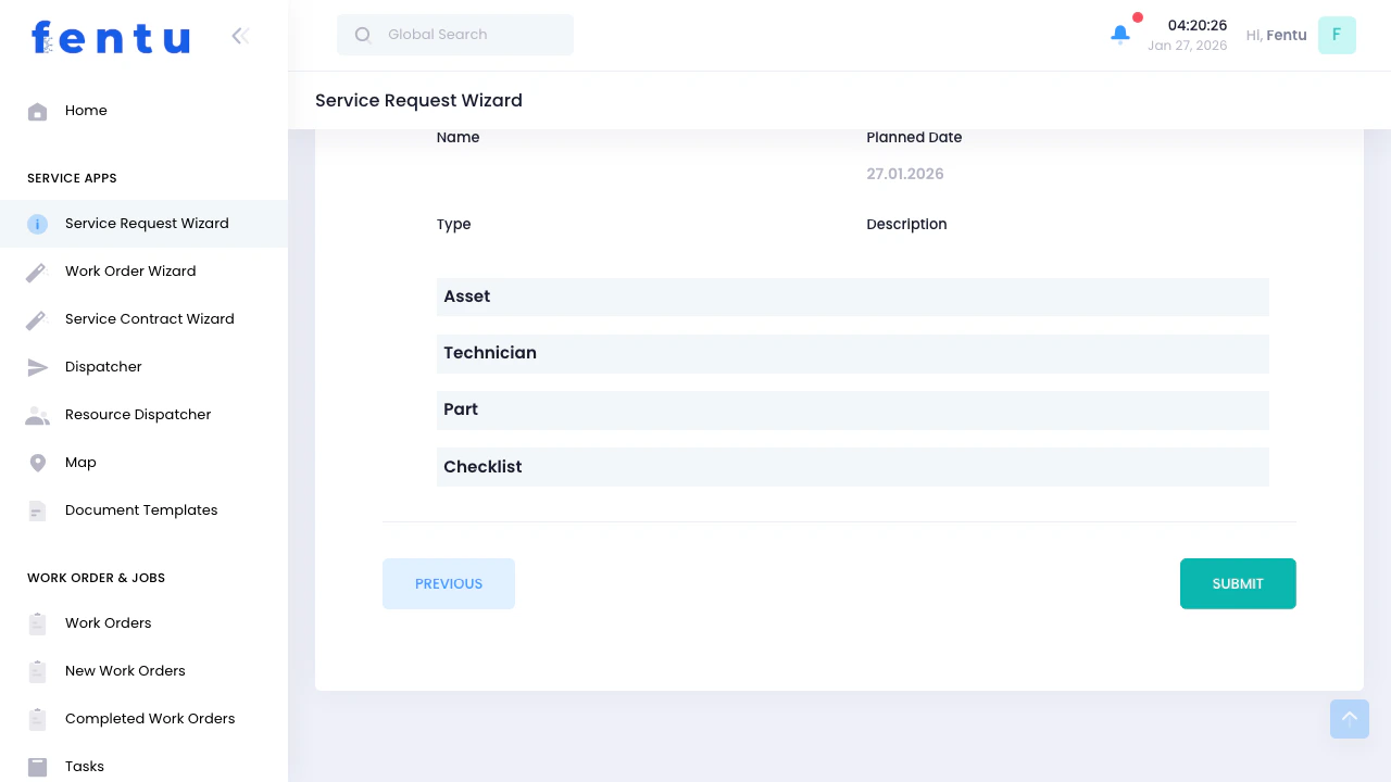 Service Request Summary