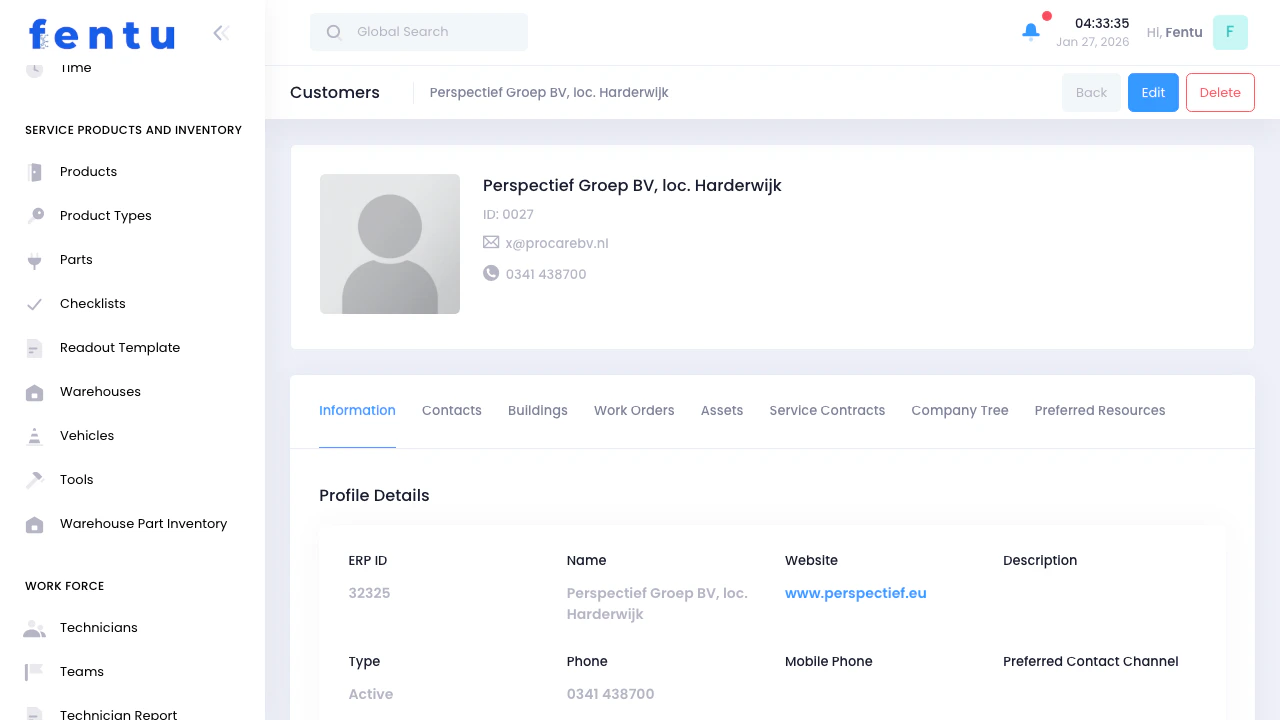 Service Contract Detail View