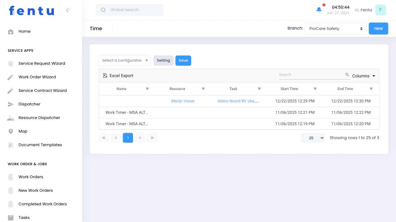 Time Tracking List View