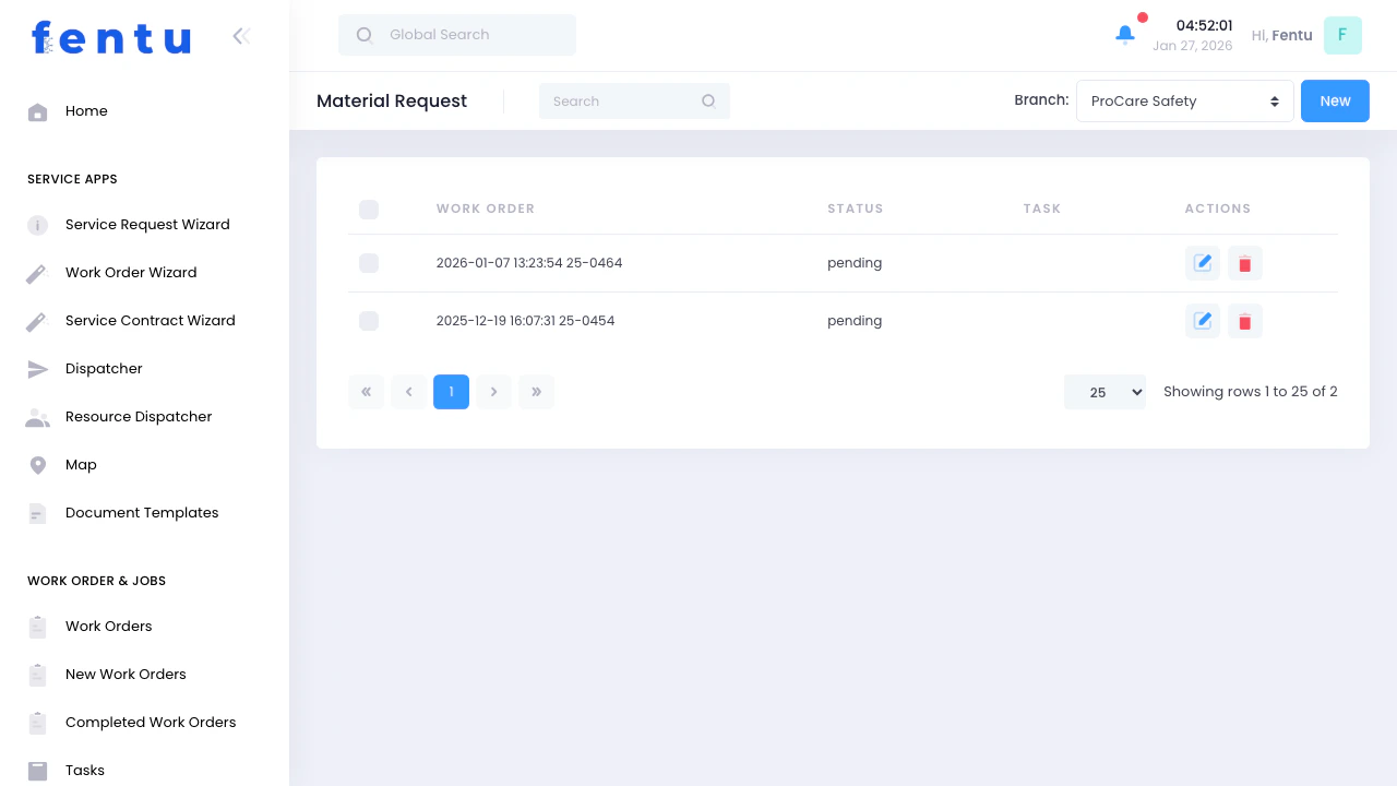 Material Requests List View