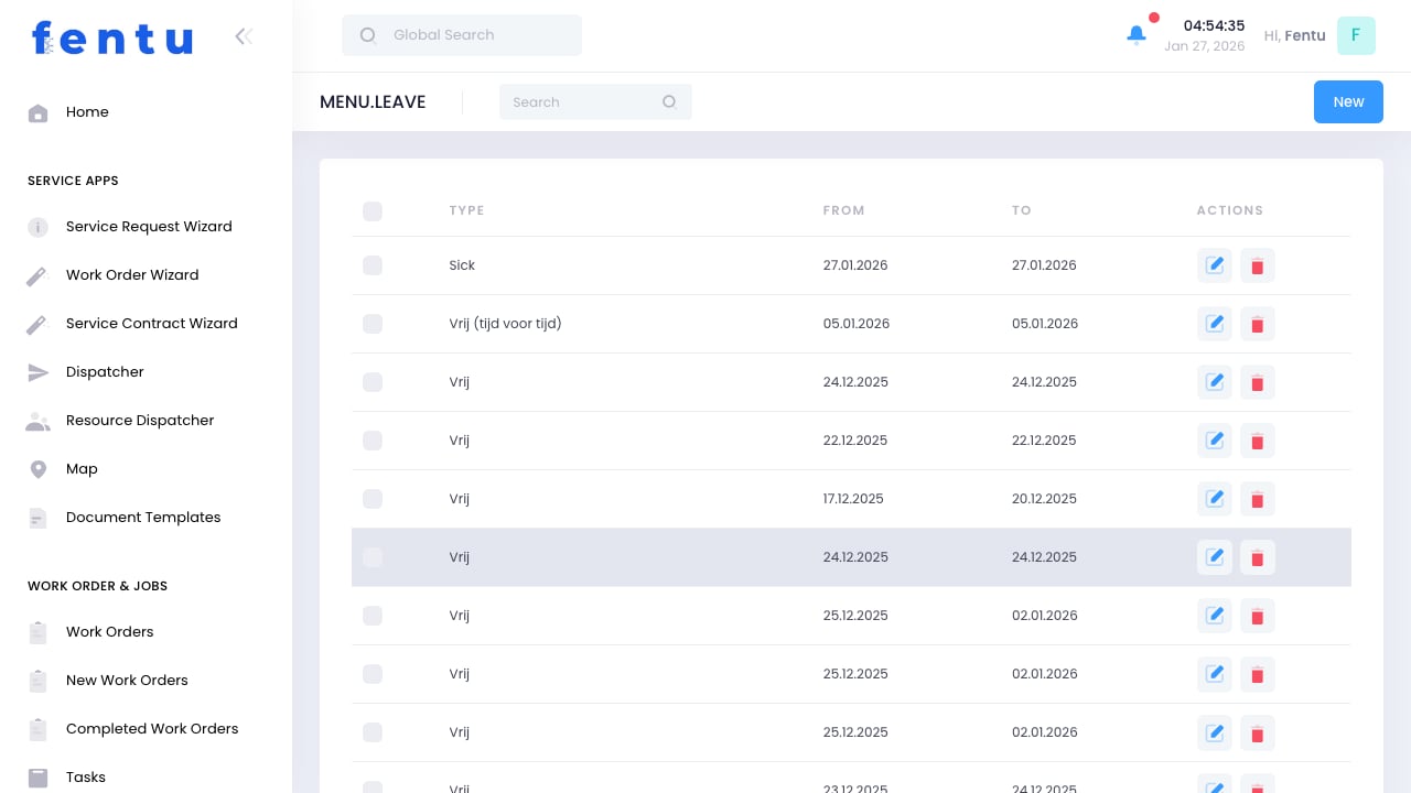 Leave Management List View