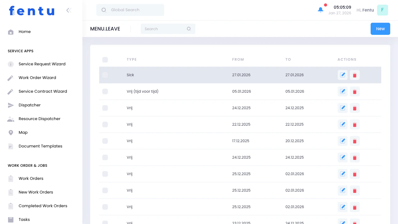 Leave Management List View