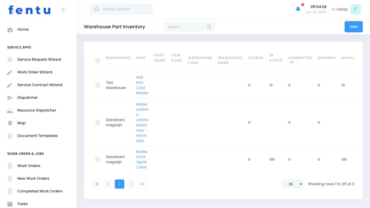 Part Inventory List View
