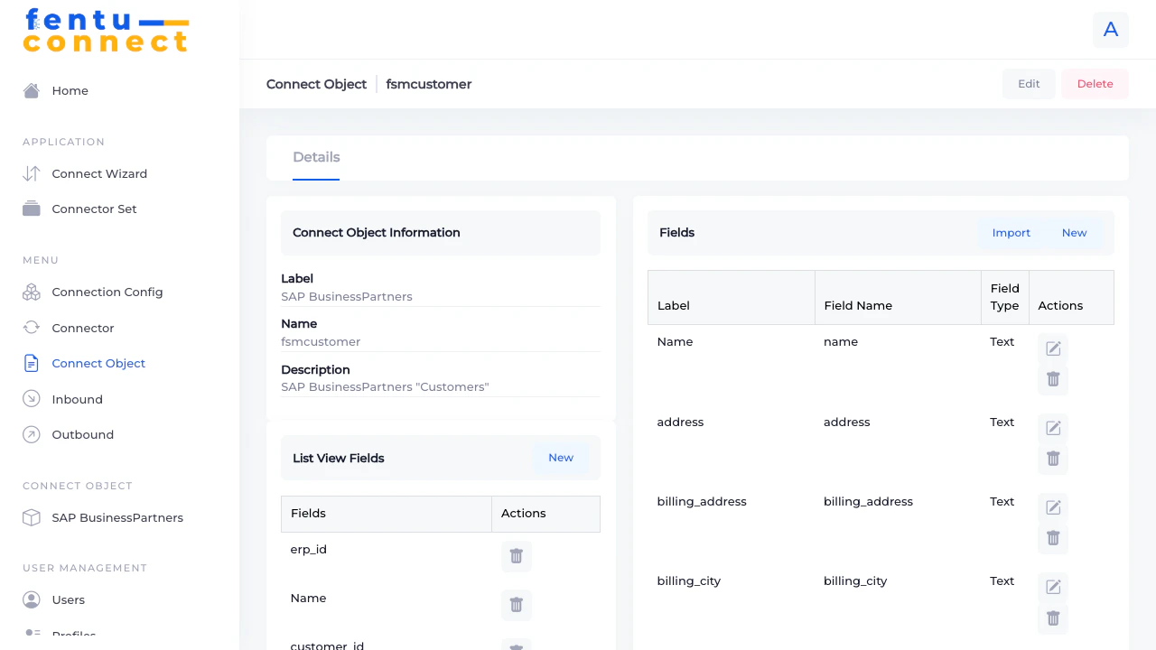 Connect Object Detail