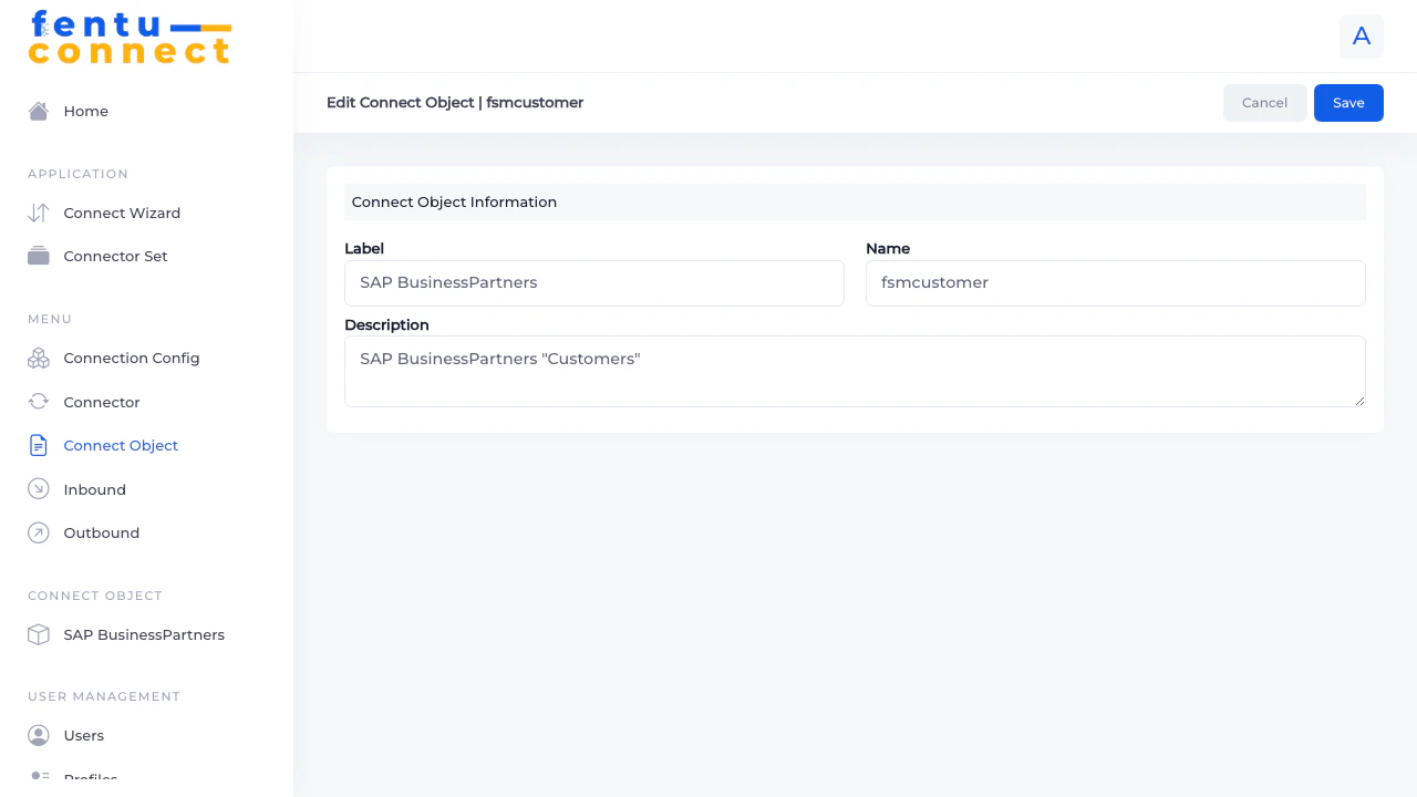 Connect Object Edit Form