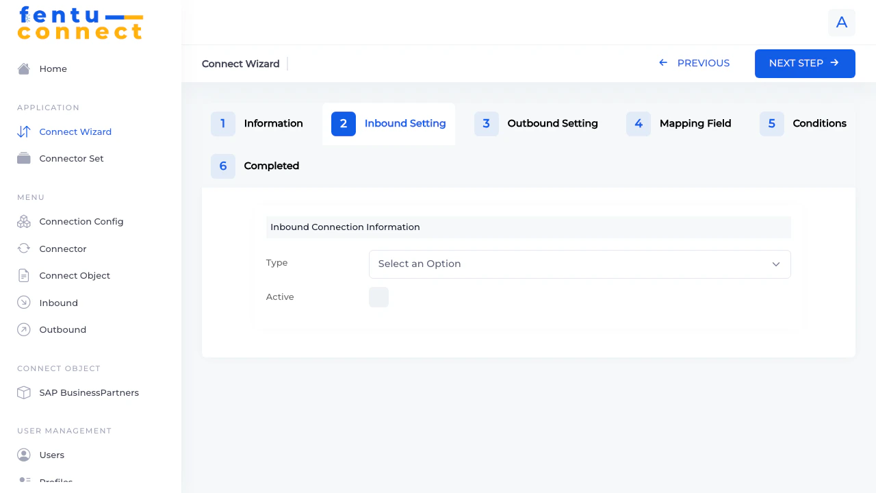 Connect Wizard - Inbound Setting