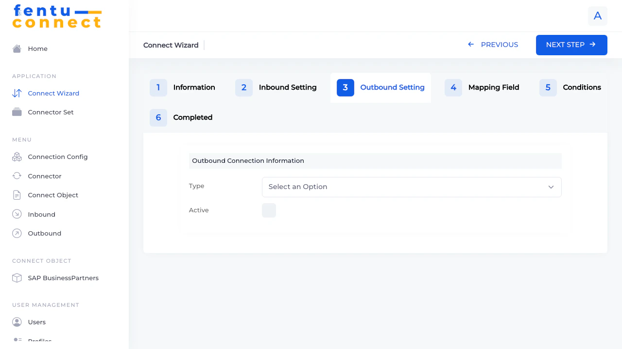Connect Wizard - Outbound Setting