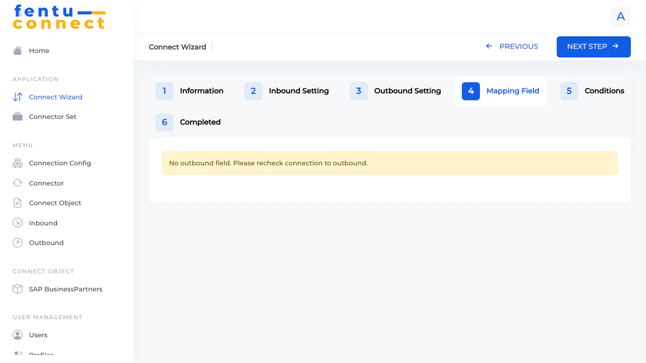 Connect Wizard - Mapping Field