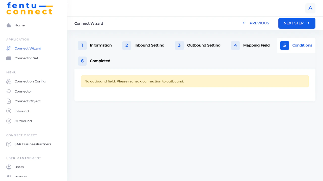 Connect Wizard - Conditions