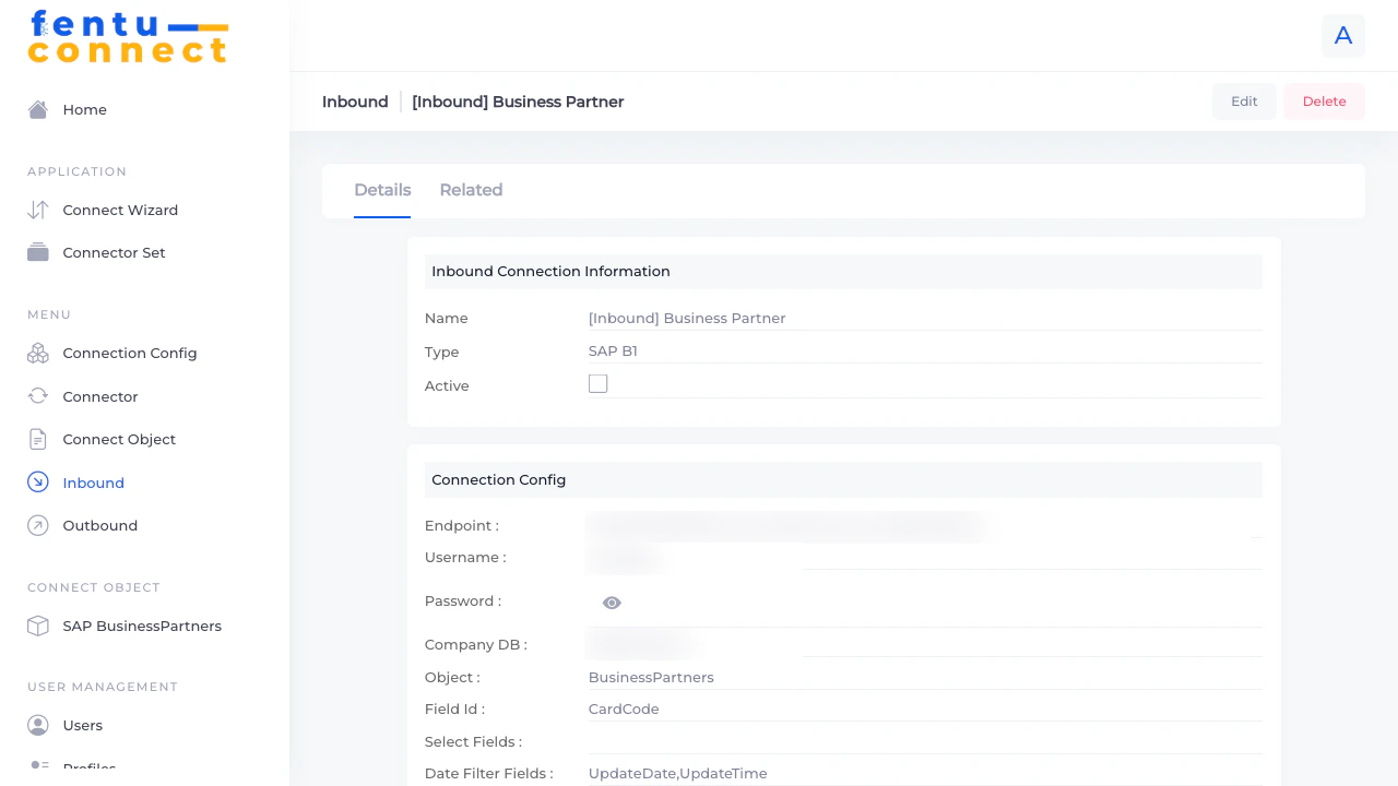Inbound Connection Detail