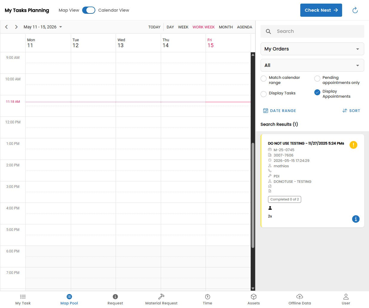 Pool View — Calendar Layout