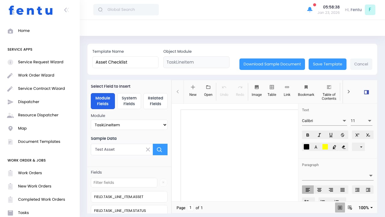 Document Template Edit Mode