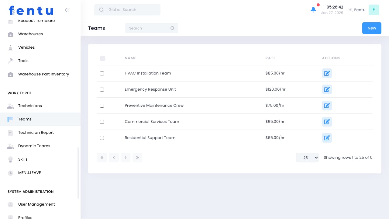 Teams List View