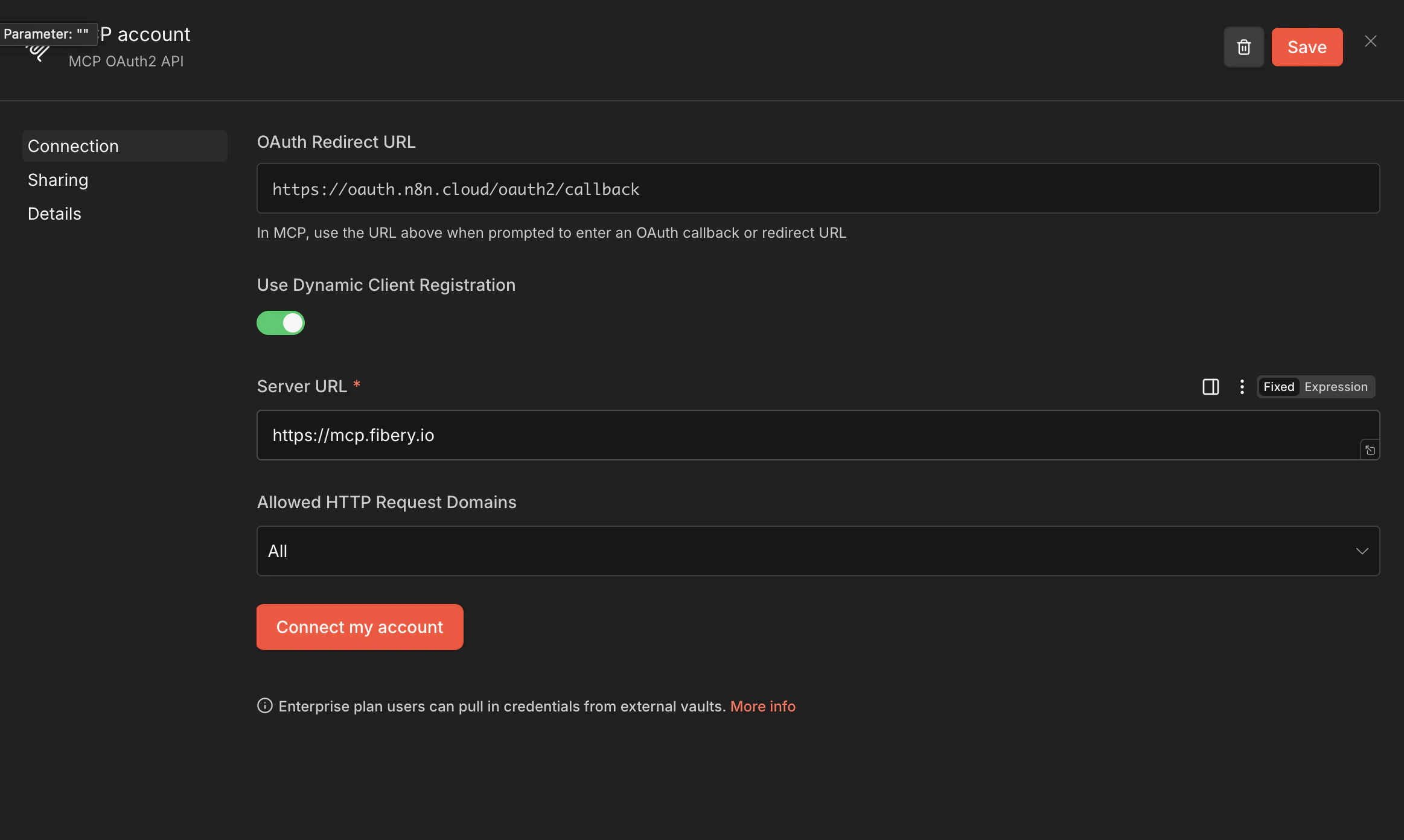 n8n OAuth2 credential form