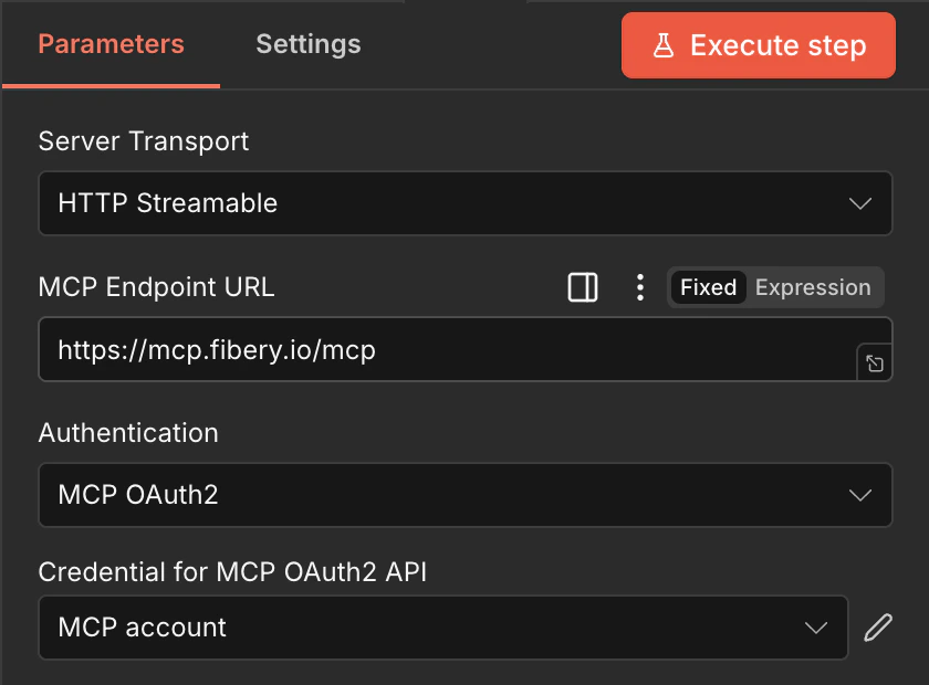 n8n MCP Client node configuration