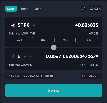 Swap Amount Configuration