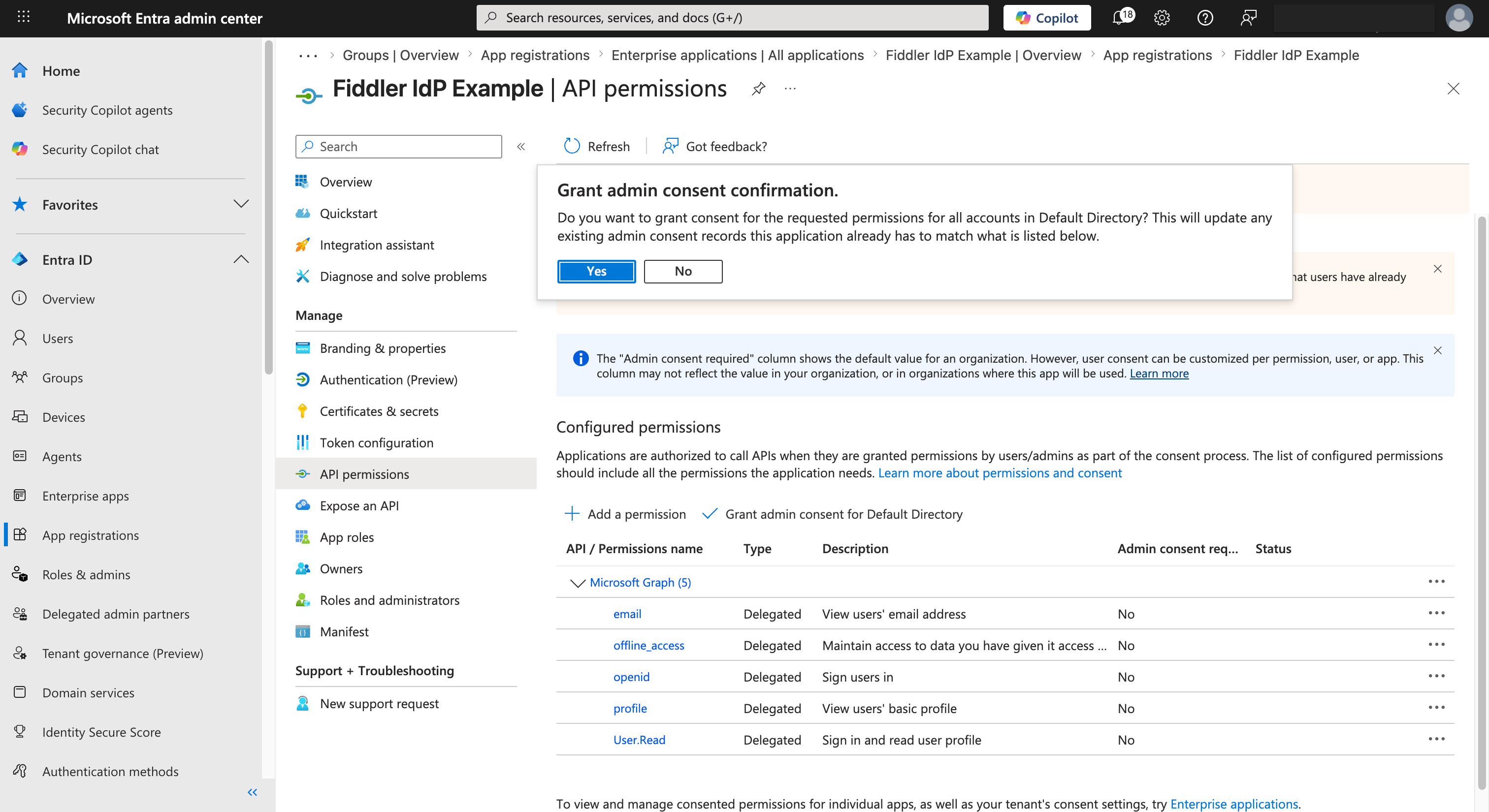 Microsoft Entra ID API permissions