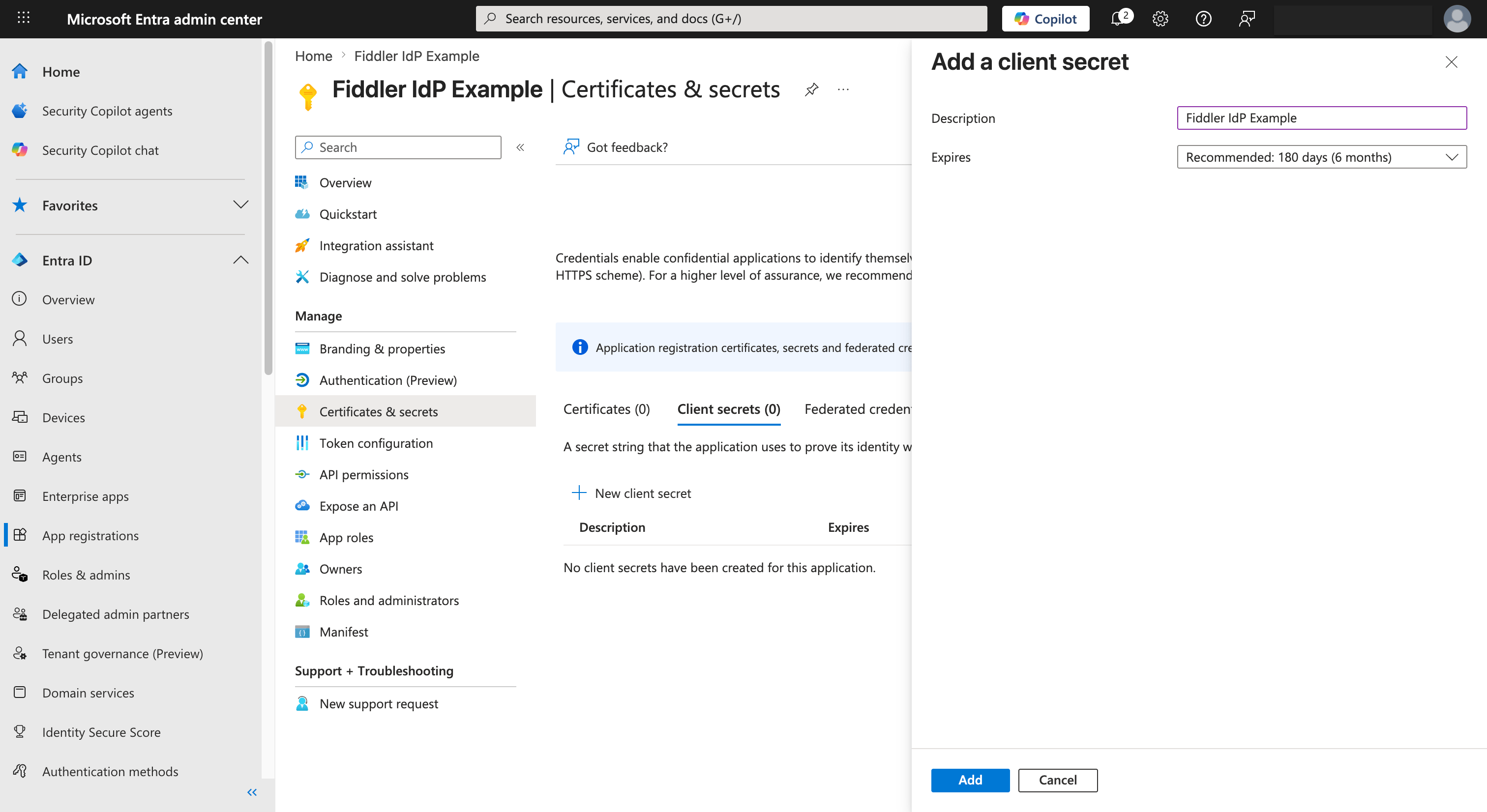 Microsoft Entra ID client secret