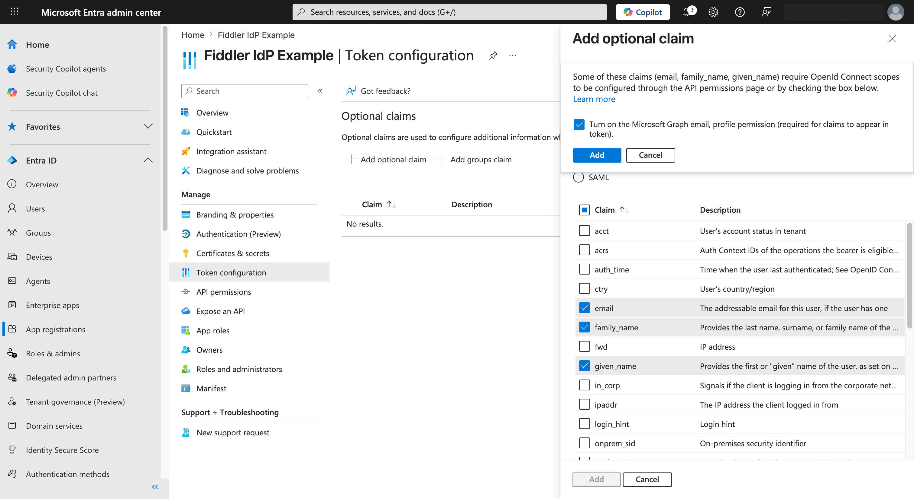 Microsoft Entra ID add optional claims