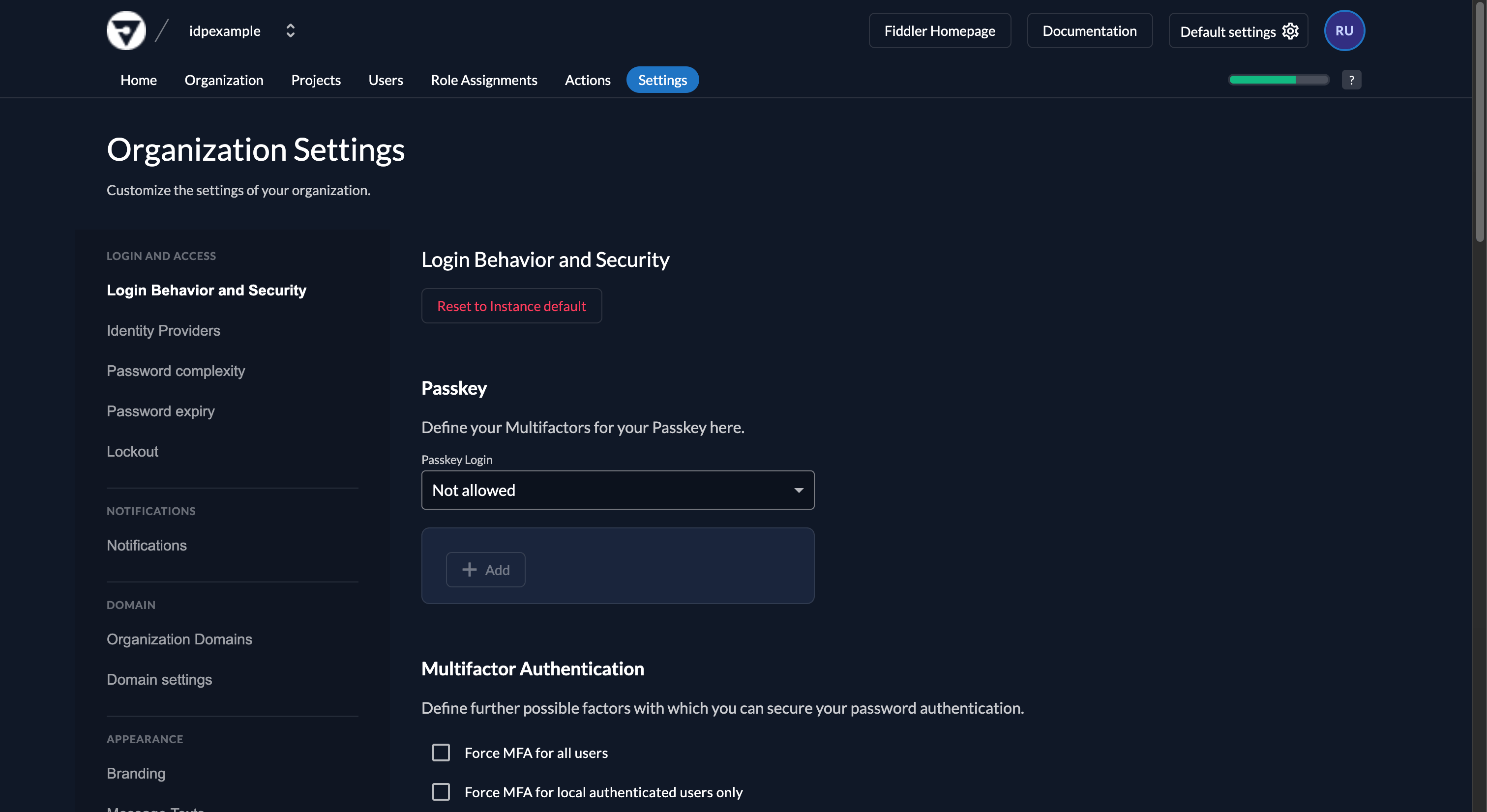 Fiddler AuthN console allow external login behavior
