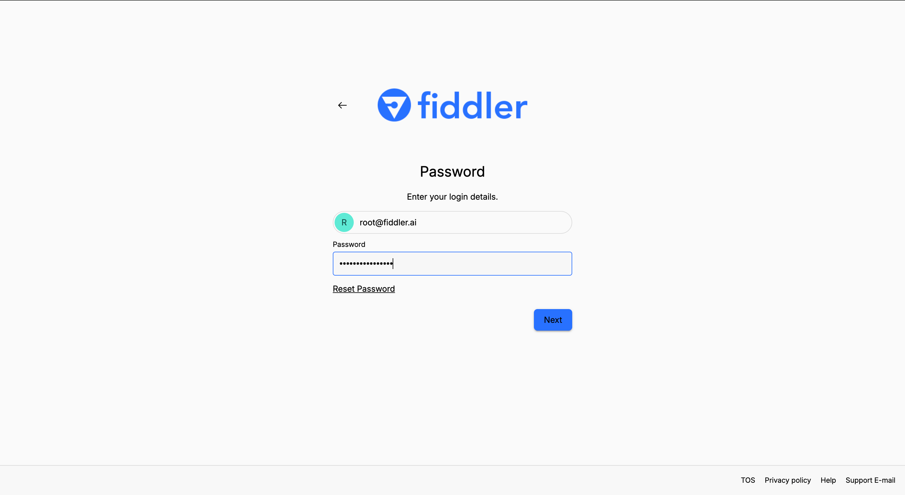 Fiddler AuthN console sign-in page
