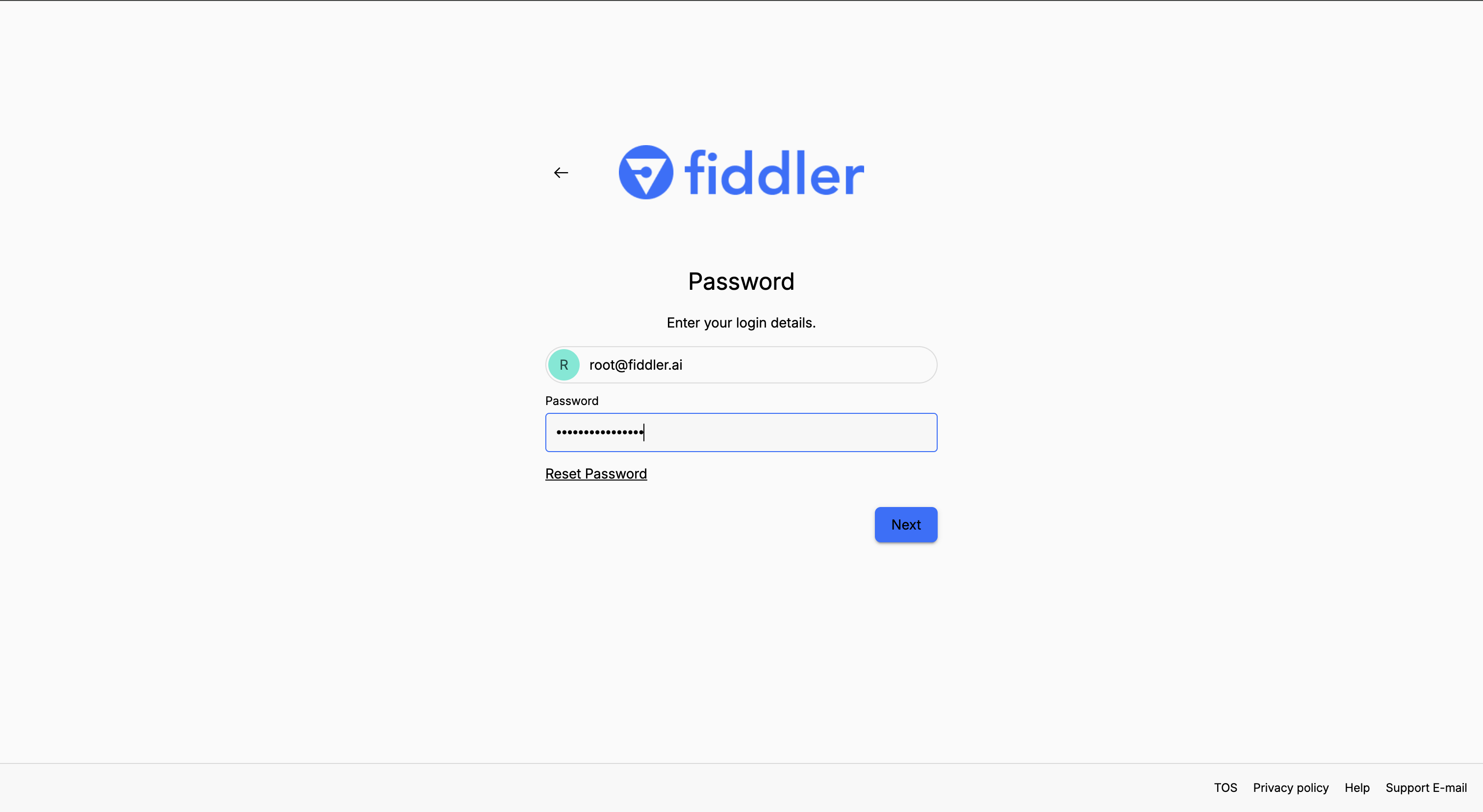 Fiddler AuthN console sign-in page