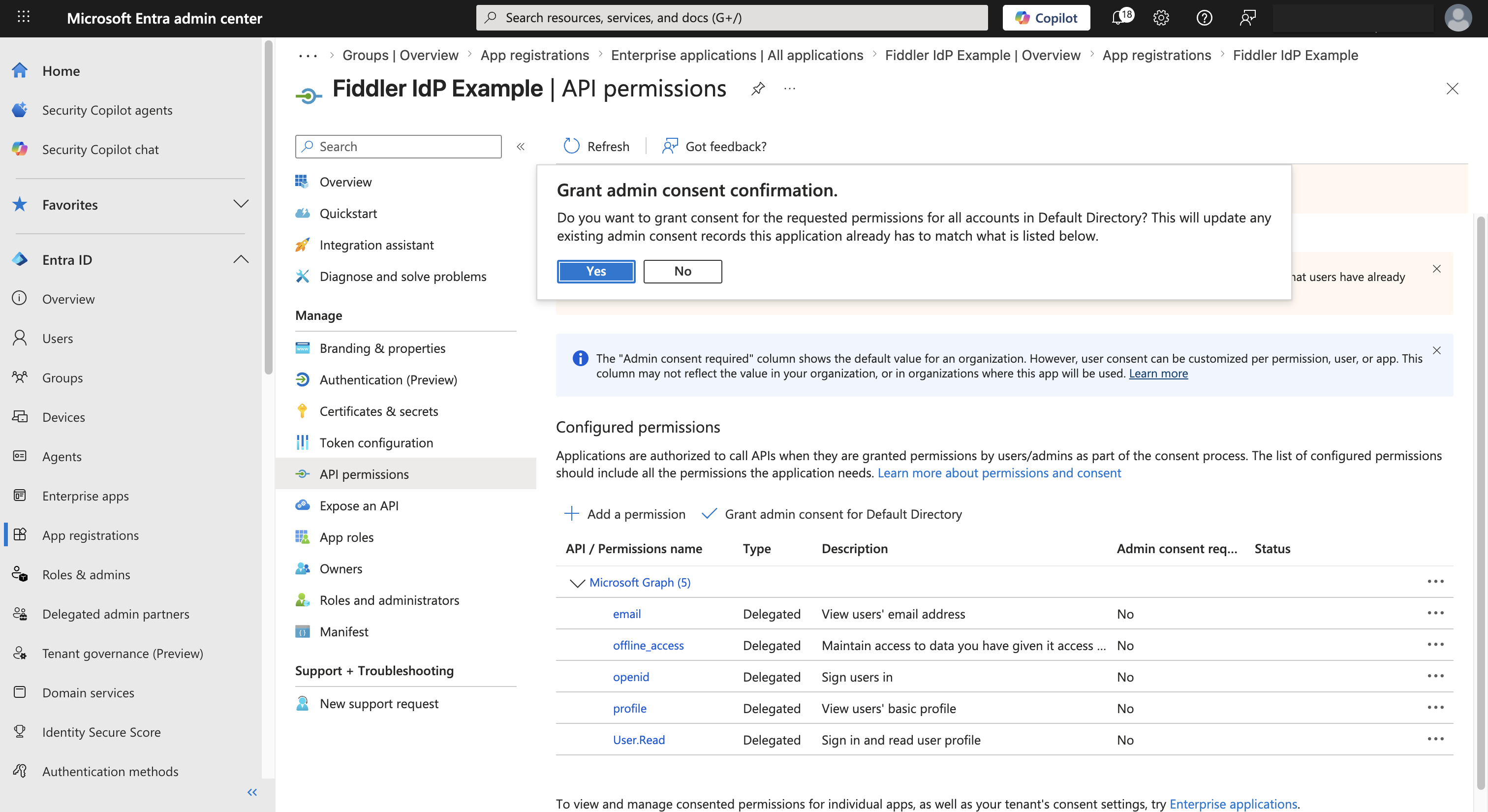 Microsoft Entra ID API permissions