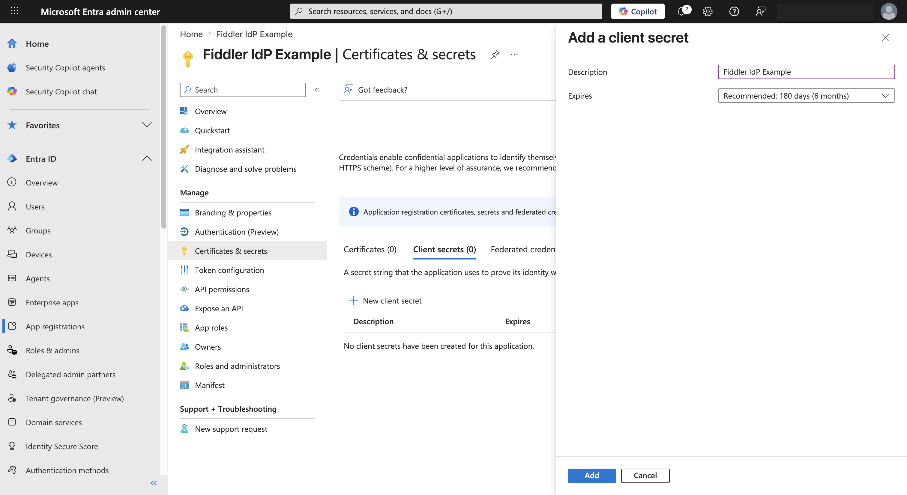 Microsoft Entra ID client secret