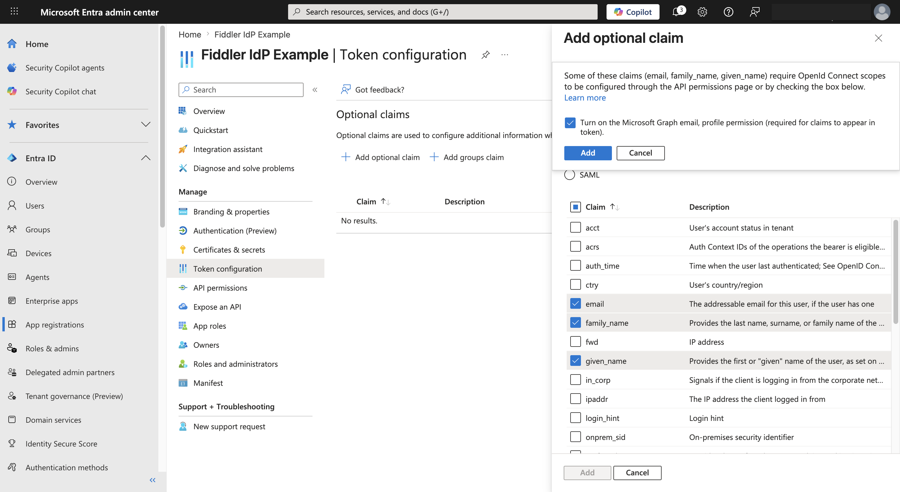 Microsoft Entra ID add optional claims