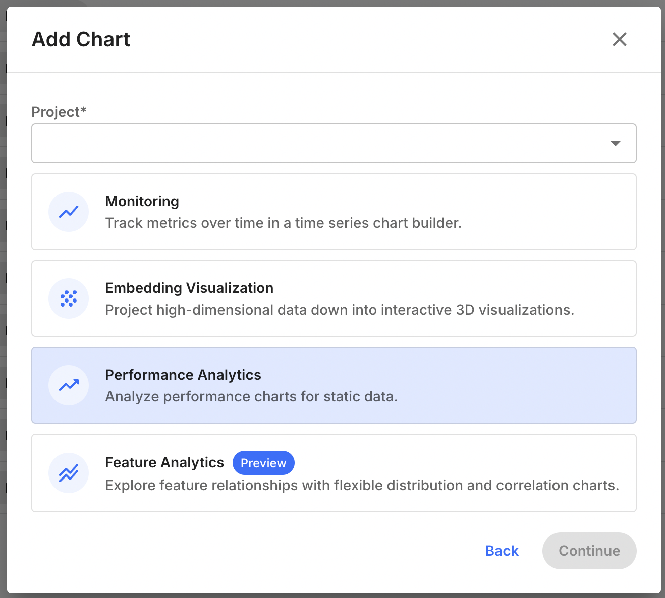 Add Chart modal dialog