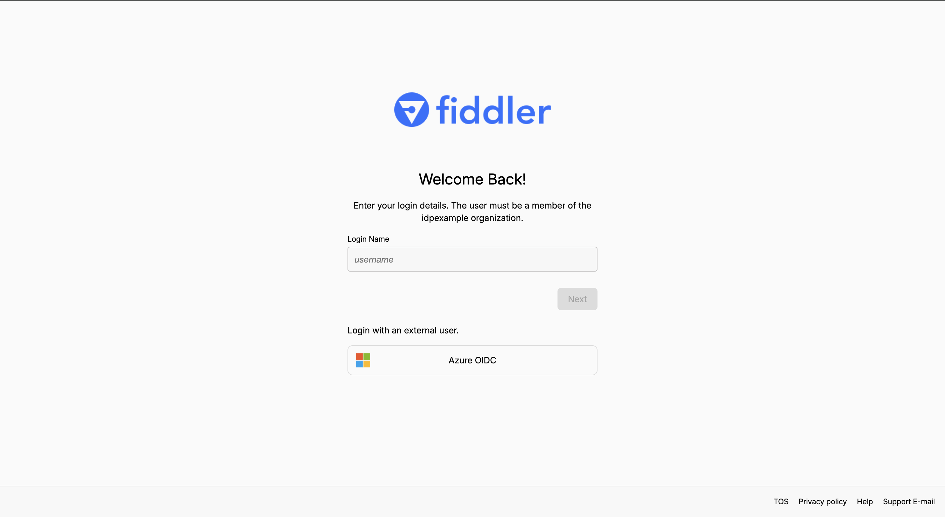 Fiddler application homepage displaying the new SSO login method in addition to the email sign-in form