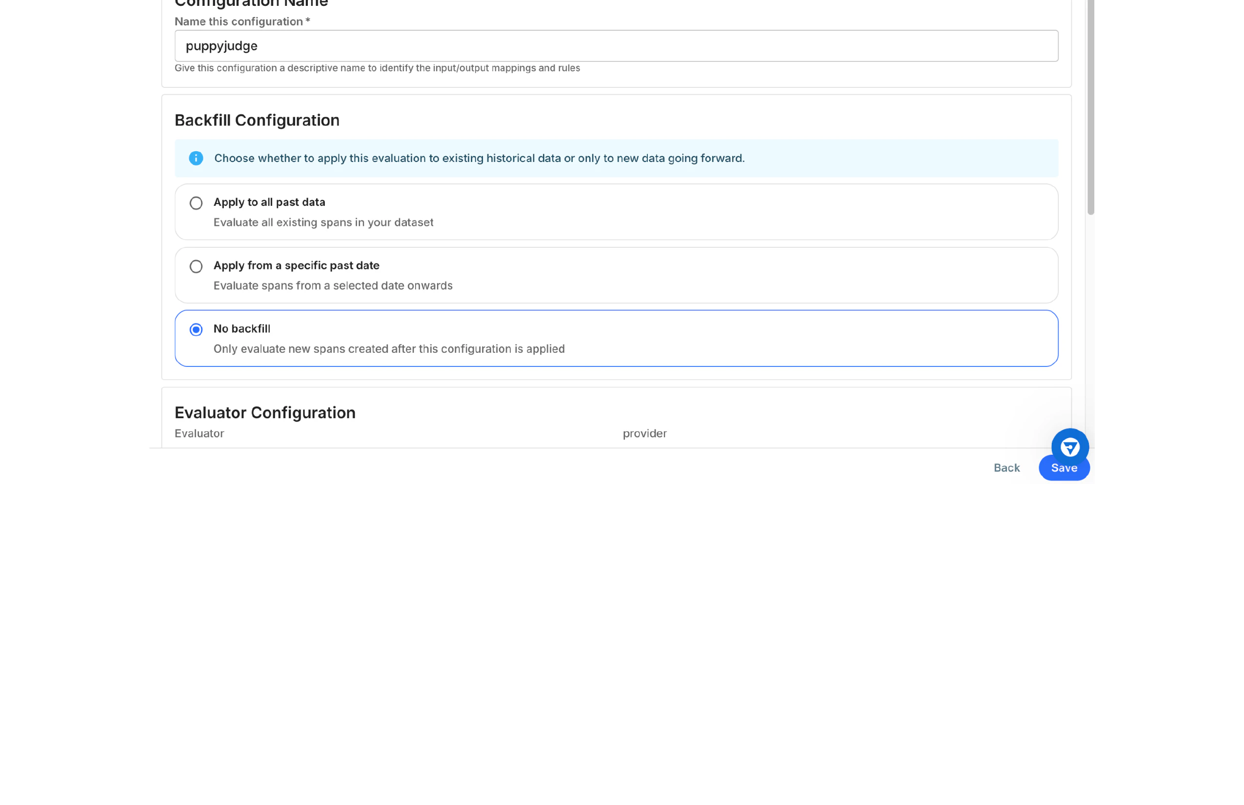 Save configuration and activate the evaluator rule