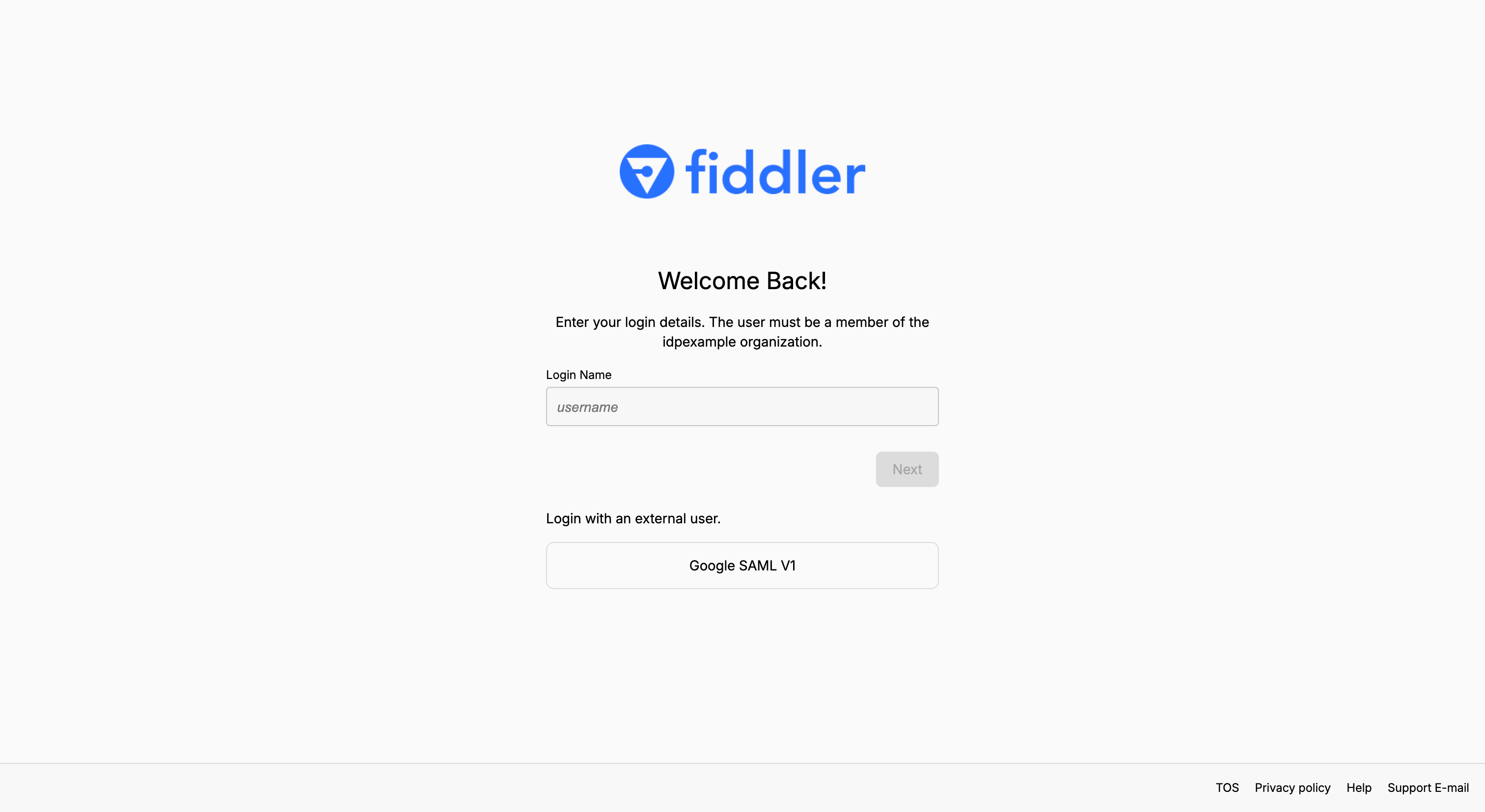 Fiddler application homepage displaying the new SSO login method in addition to the email sign-in form