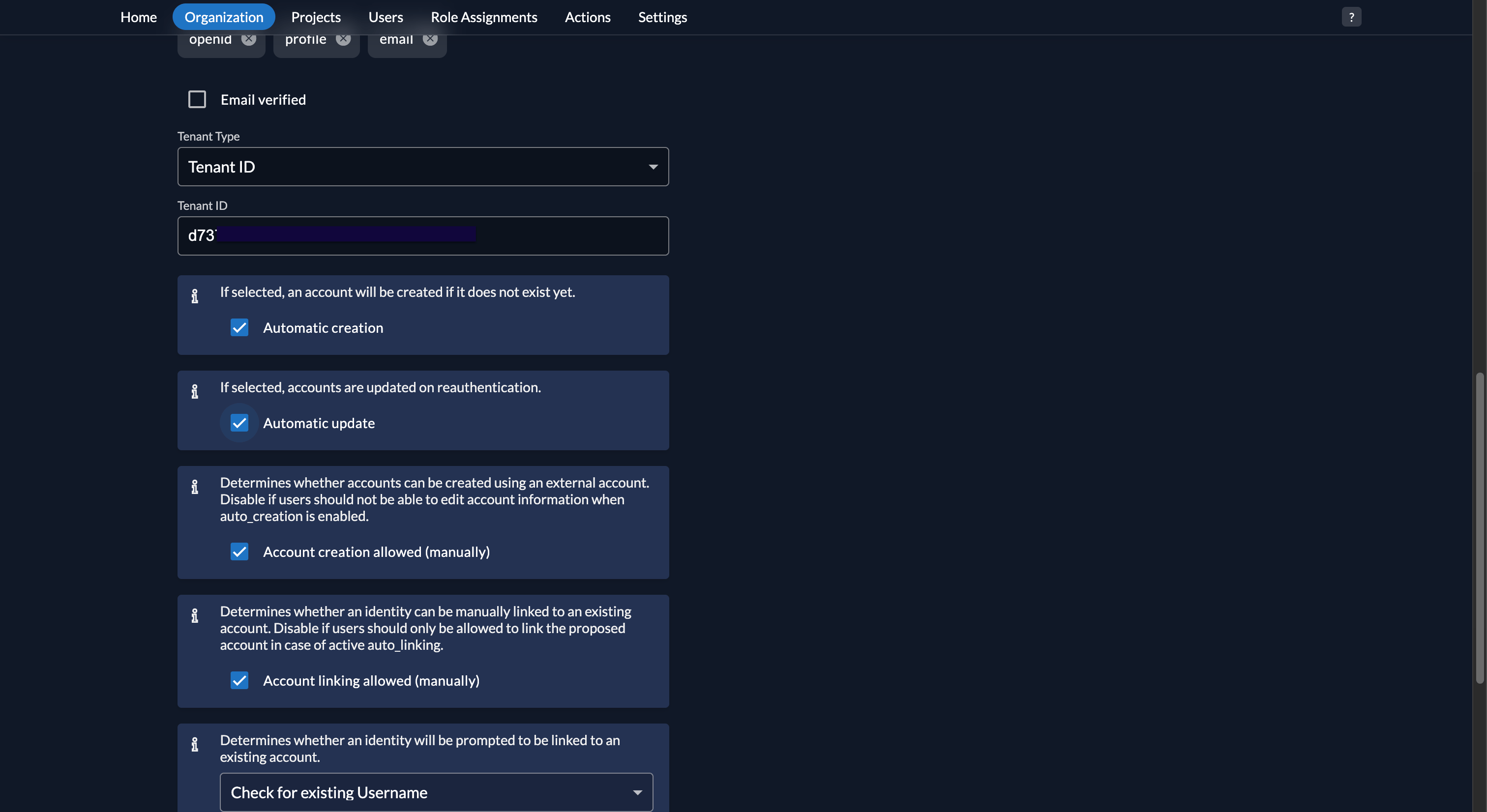 Fiddler AuthN console automatic create/update and check existing username settings