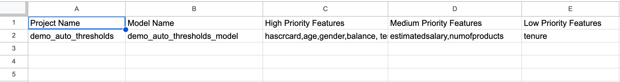 RecipeParameters Sheet