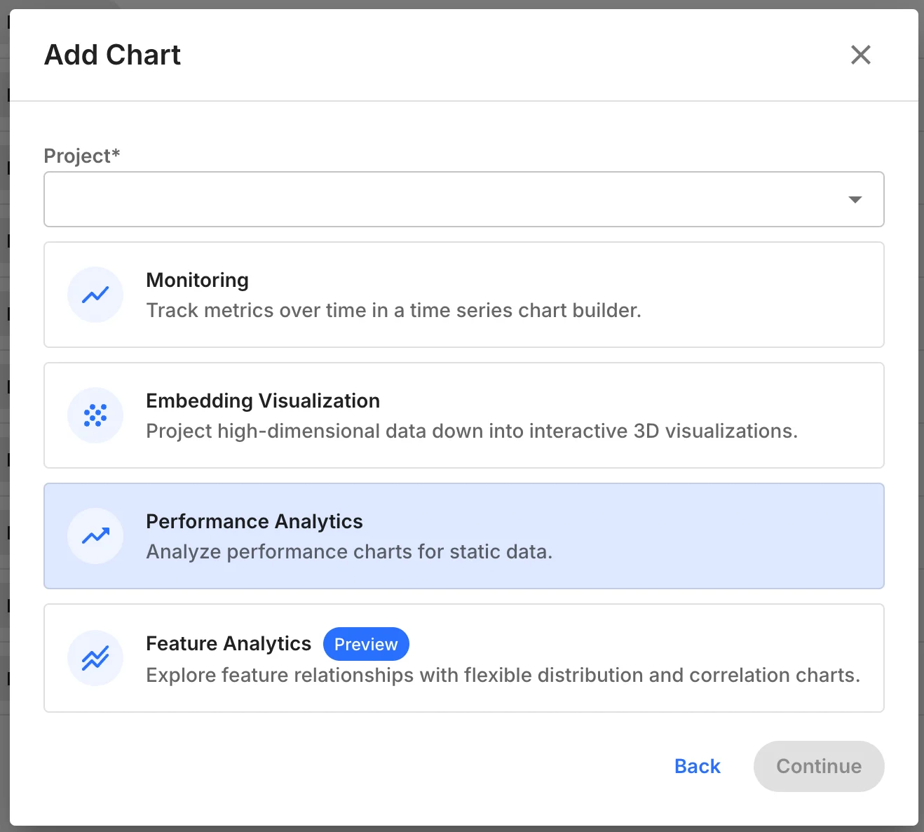 Add Chart modal dialog