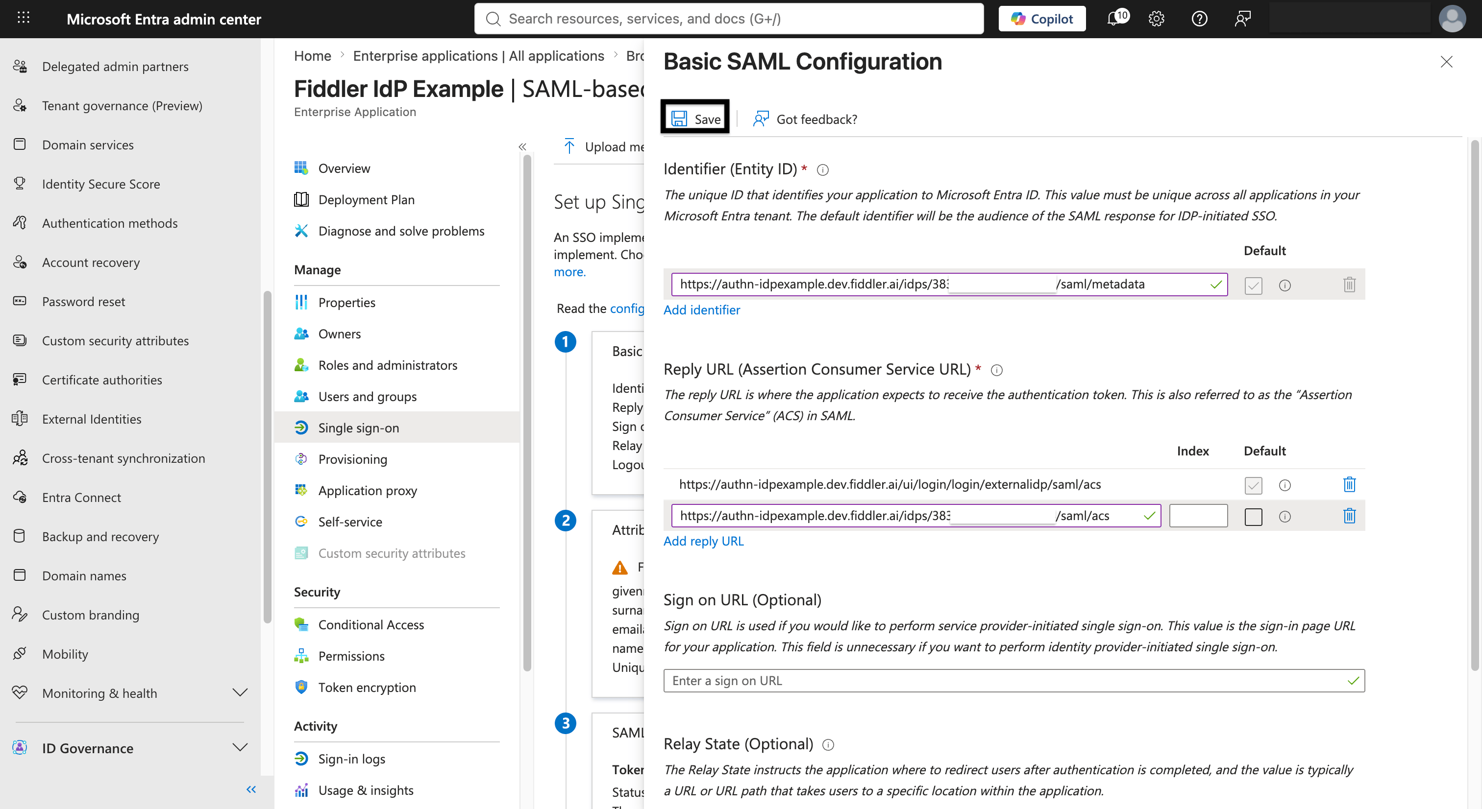 Microsoft Entra ID basic SAML configuration