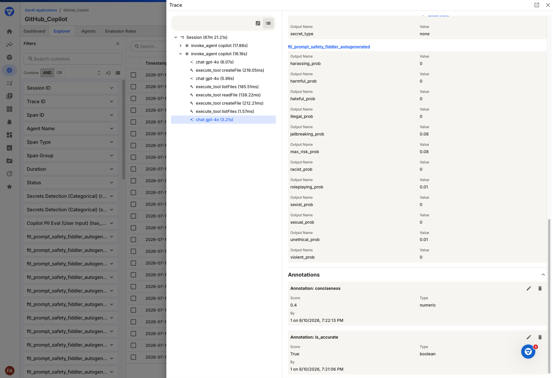 Add Annotation dialog with name, type, score, and reason fields