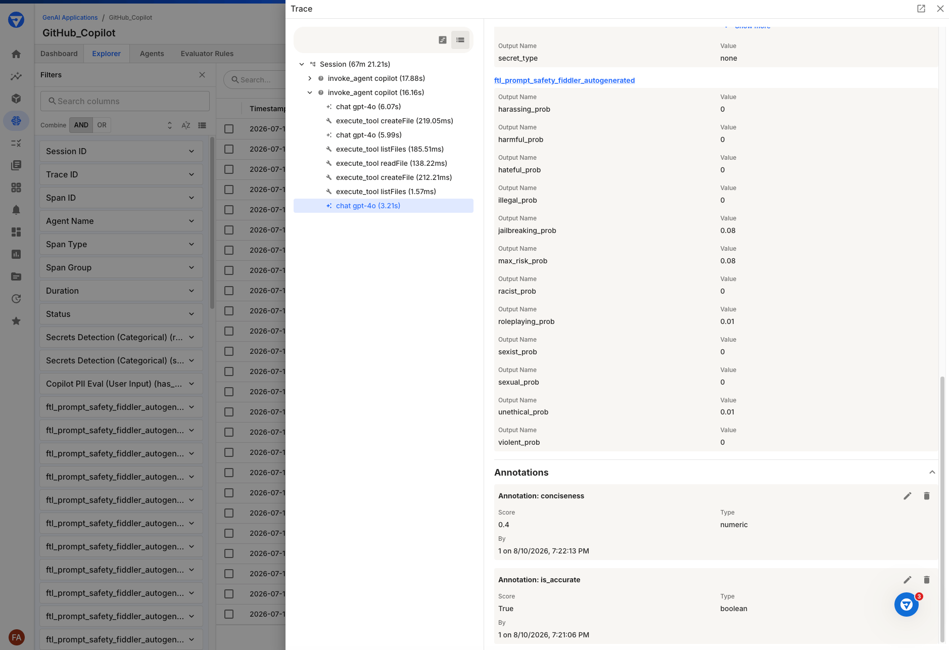 Add Annotation dialog with name, type, score, and reason fields