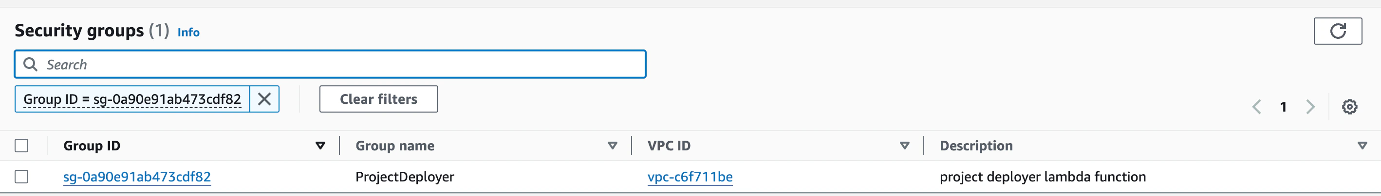 Create a new security group