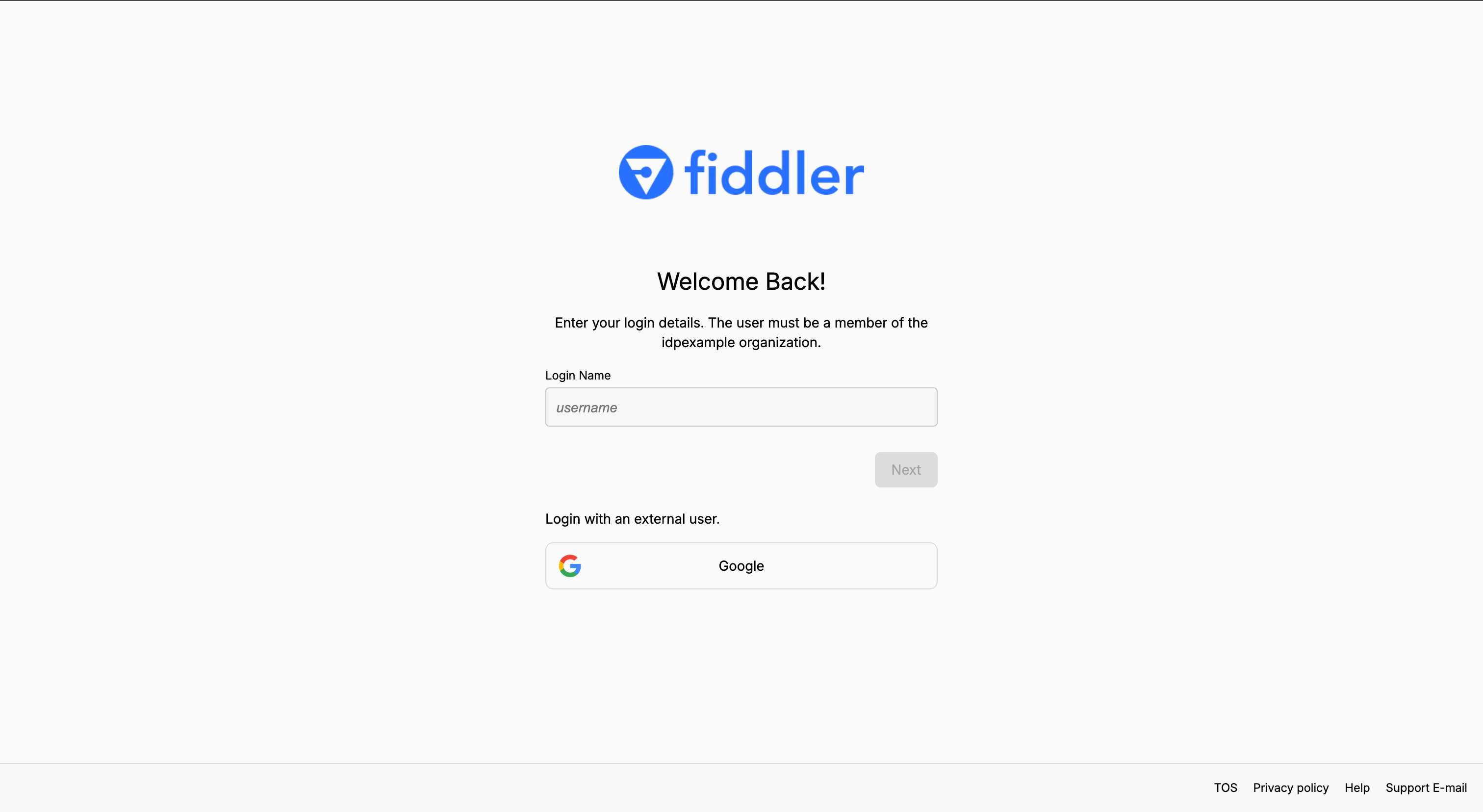 Fiddler application homepage displaying the new SSO login method in addition to the email sign-in form