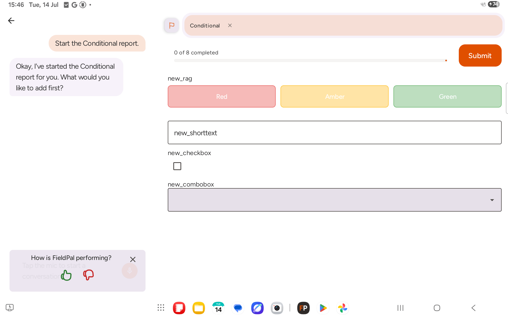 Form showing only top-level fields, no conditional sections visible