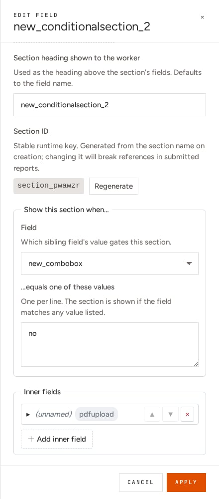 Trigger field set to a combo box field equalling no