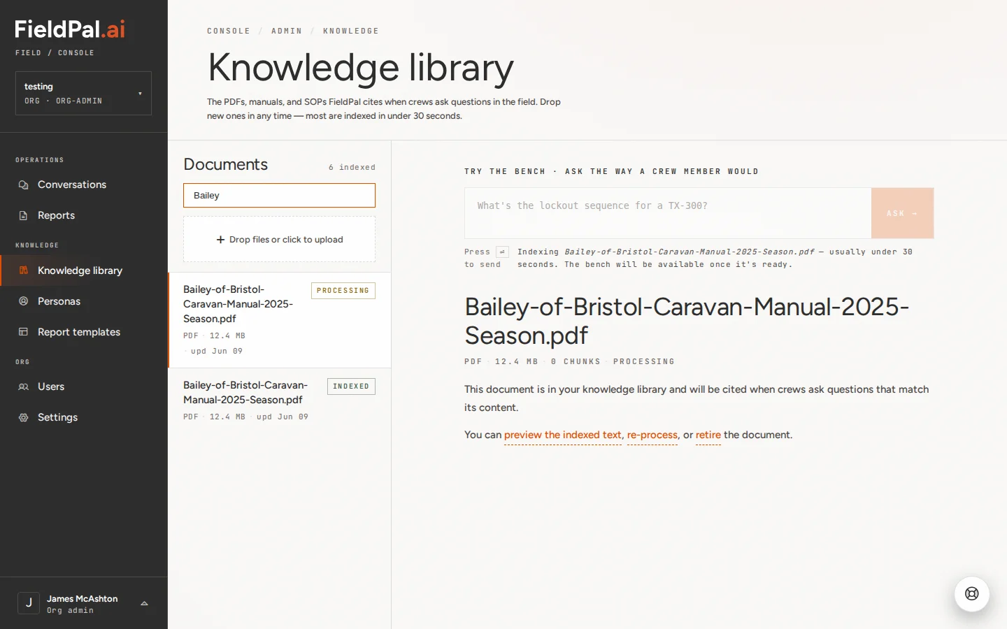 Filter box in use, narrowing the document list