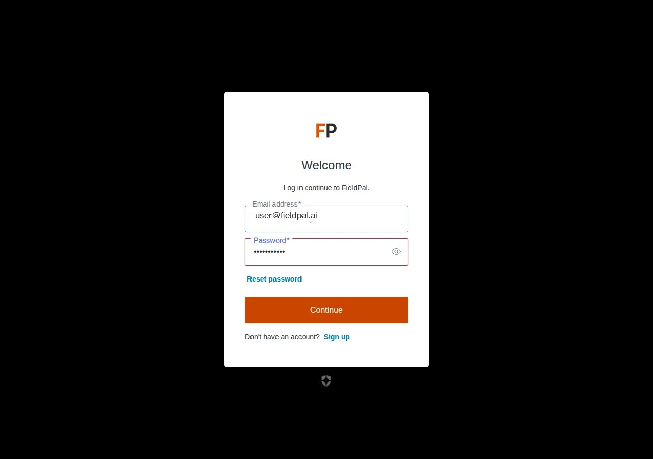 Password entered, ready to submit