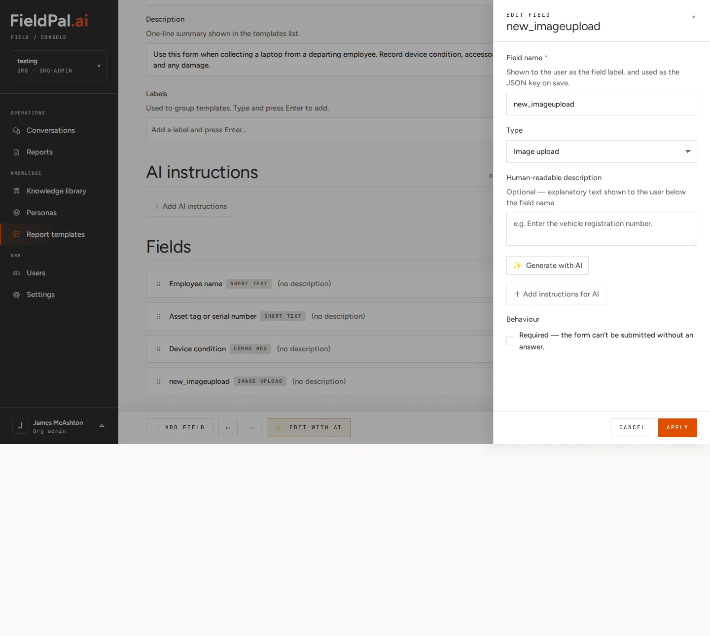 Image upload editor open
