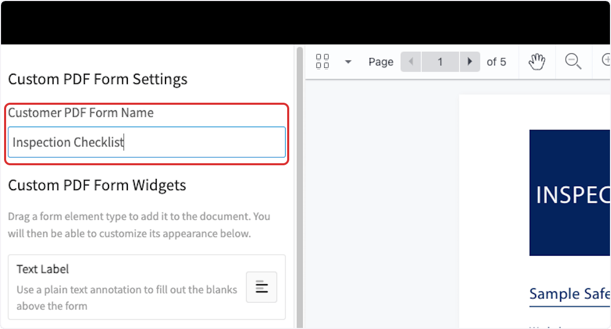 Click on Customer PDF Form Name
